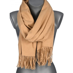 Szalik damski BAWEŁNIANY na prezent z frędzlami FG-12 camel