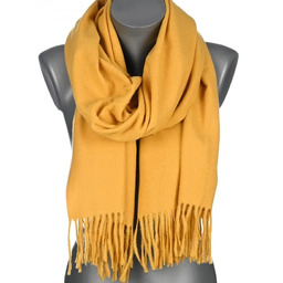 Szalik damski BAWEŁNIANY na prezent z frędzlami FG-14 musztardowy