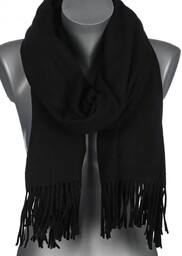 Szalik damski BAWEŁNIANY na prezent z frędzlami FG-20 czarny