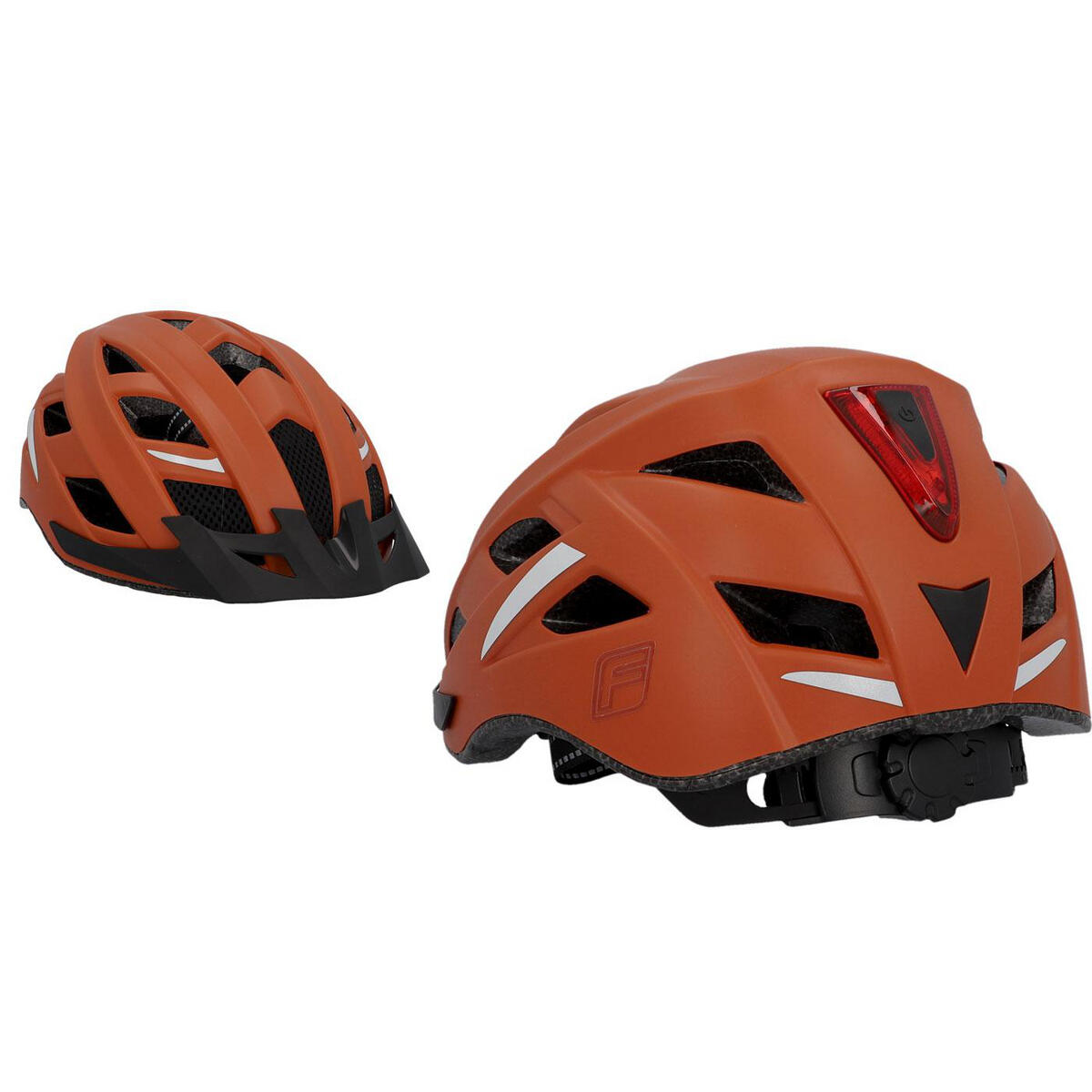 Fischer Urban Plus brązowy Kask Rowerowy Z Daszkiem L/XL 58-61 cm Z Lampką