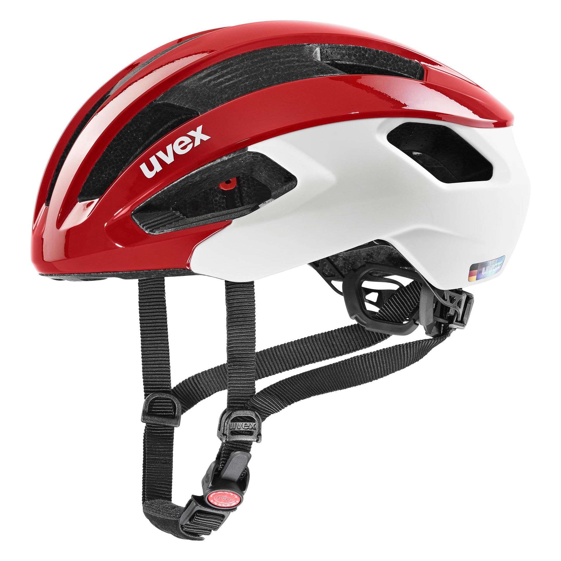 UVEX Rise CC Helmet, czerwony/biały 52-56cm 2022 Kaski rowerowe