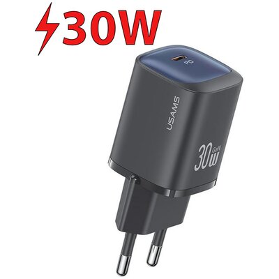 USAMS Ład. siec. CC251 30W GaN USB-C Fast Charging HC Series czarny/black CC251TC01