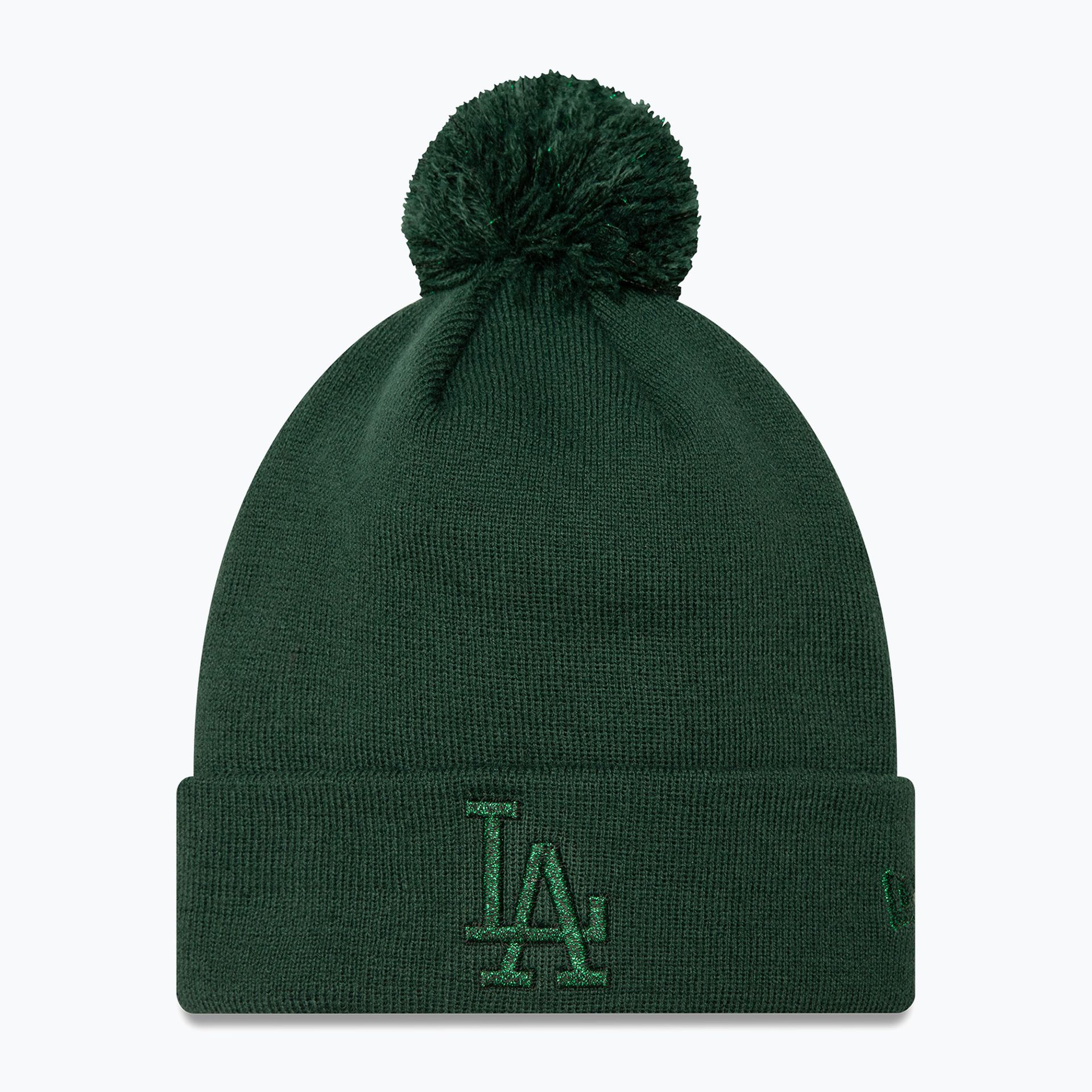 Czapka z daszkiem damska New Era Metallic Bobble Knit Beanie Los Angeles Dodgers dark green WYSYŁKA W 24H 30 DNI NA ZWROT