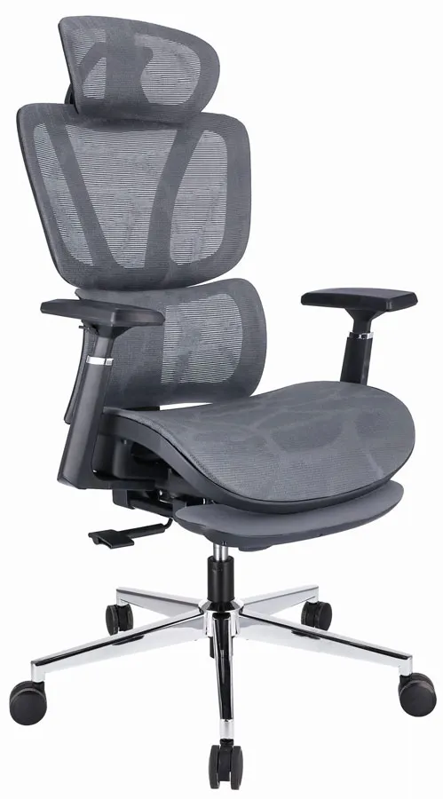 Elior Szare Regulowane Krzesło Obrotowe Z Podnóżkiem D6-H66