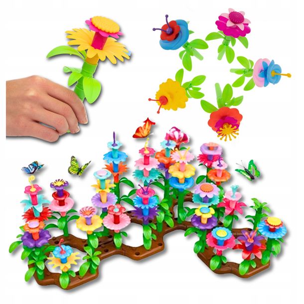 Klocki dla dzieci konstrukcyjne kwatki ogród kwiaty XXL DUŻY 148 elementów