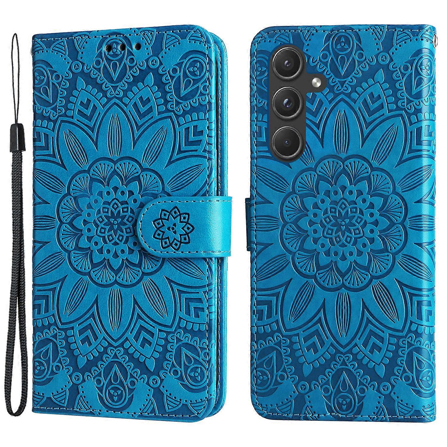 Do Samsung Galaxy A55 5G Case Portfel Stojak Nadrukowany pokrowiec na telefon ze skóry PU Niebieski