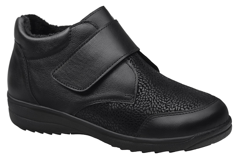 Botki COMFORTABEL 990542-01 H Schwarz Czarne ocieplane na Haluksy rzepy