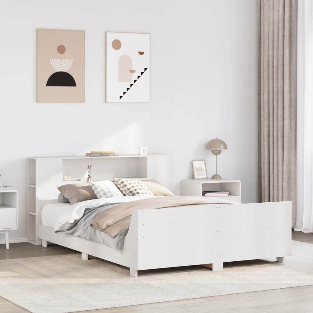 Rama łóżka bez materaca, biała, 160x200 cm, lite drewno sosnowe Lumarko!