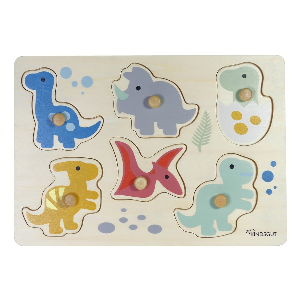 Drewniane puzzle (liczba elementów 6) Dinosaurs – Kindsgut