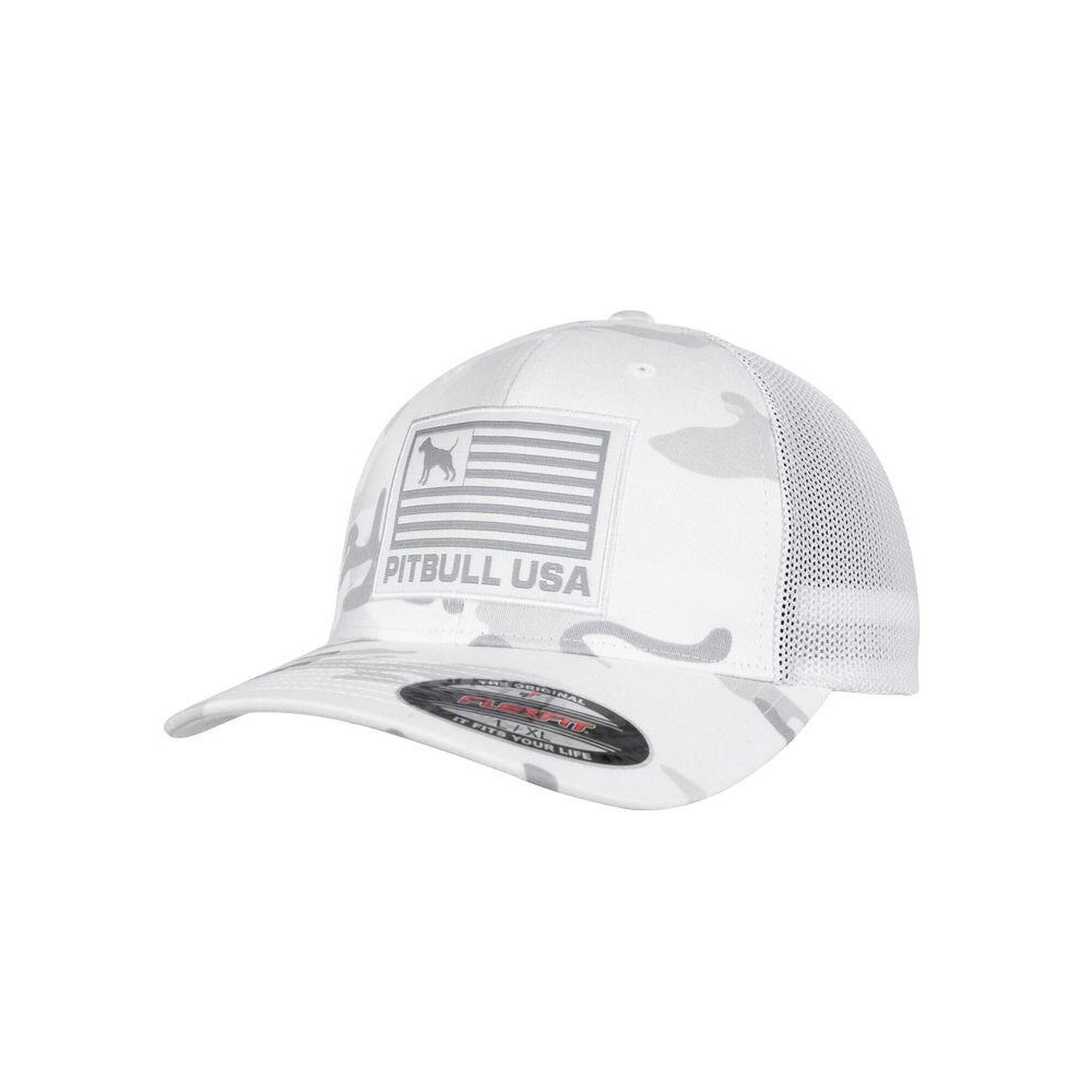 Czapka PITBULL Mesh Full Cap Pitbull USA Flexfit Multicam Trucker '25 - Biała  S/M
