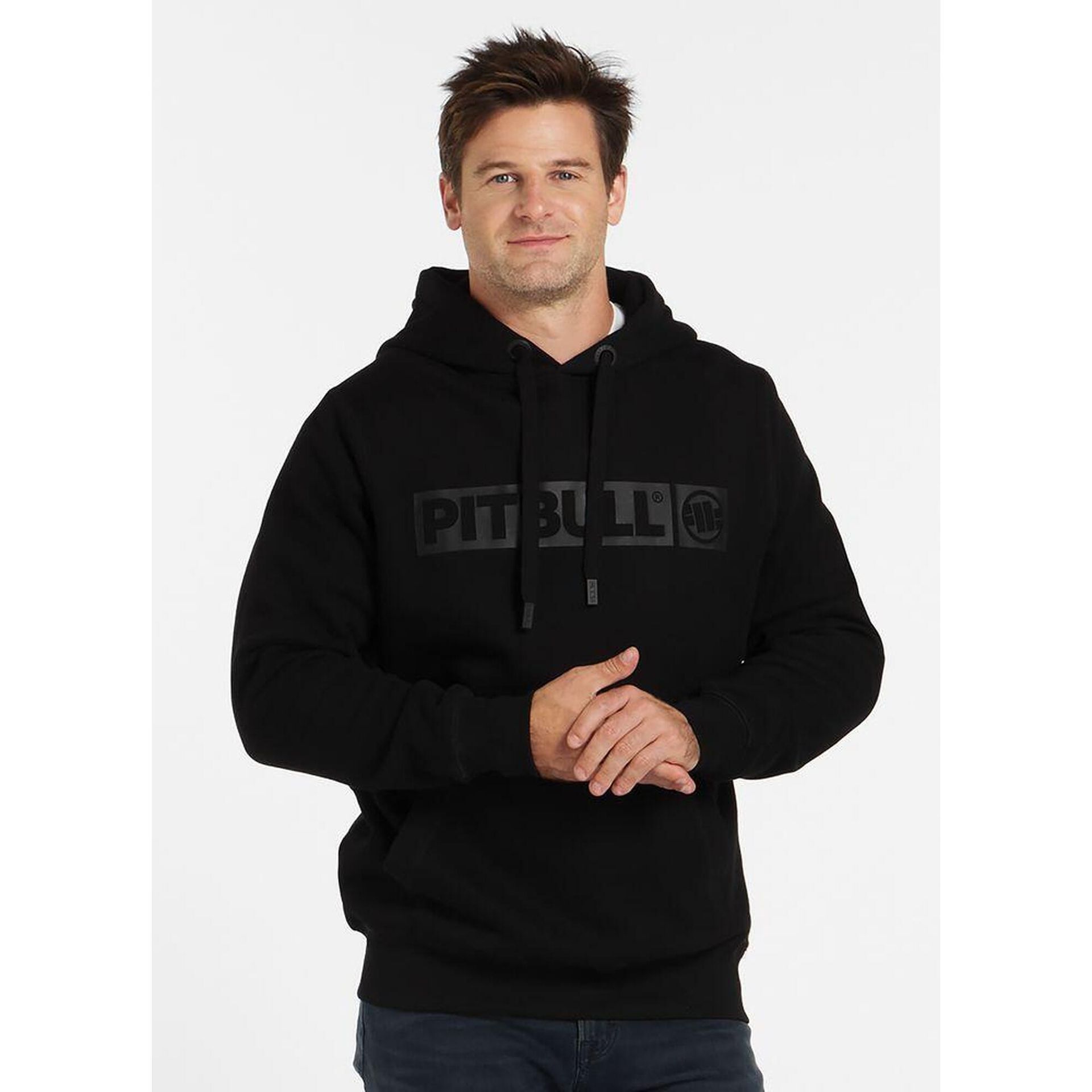 Bluza z kapturem Pit Bull New Brushed Fleece Group Hilltop '24 - Czarna S