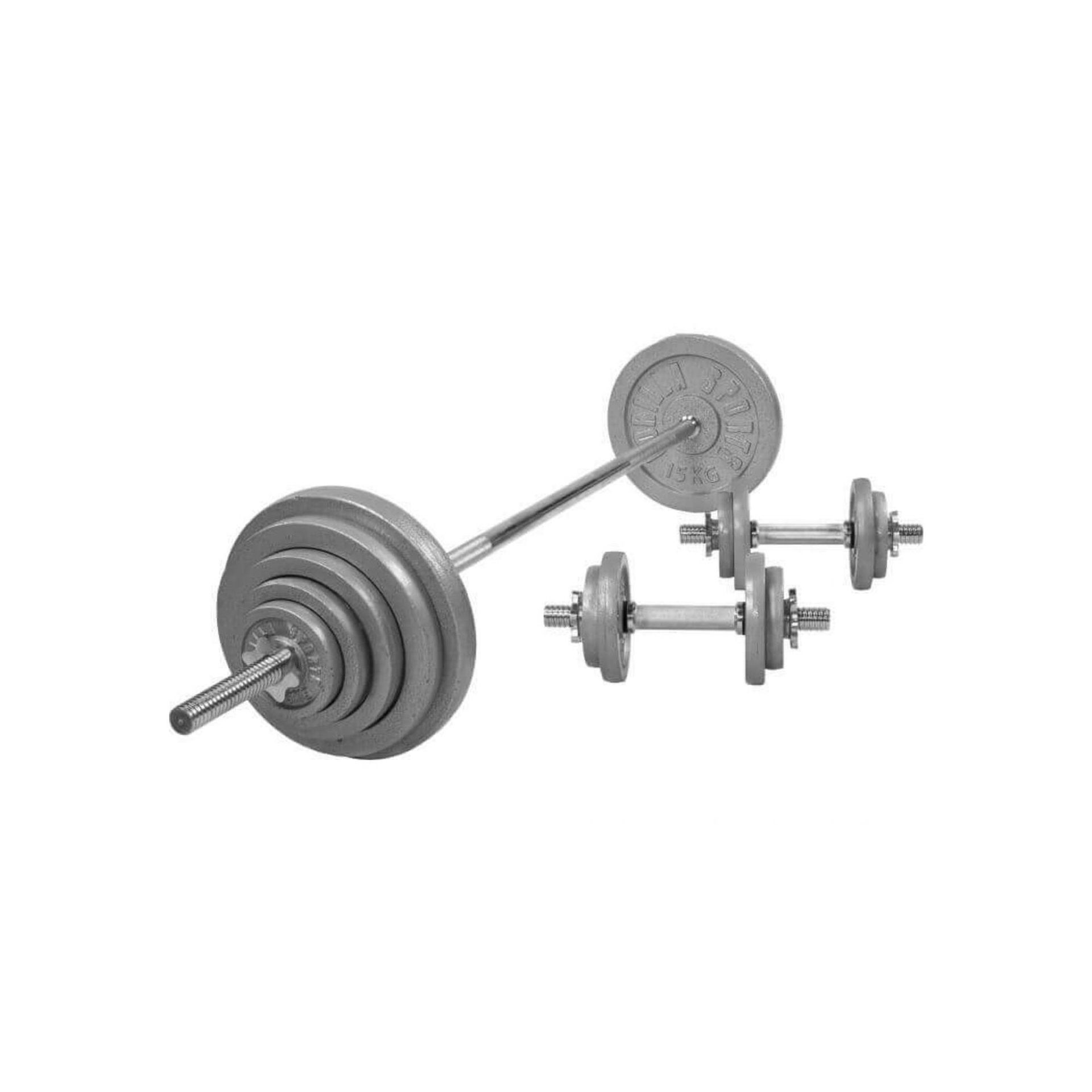 Gorilla Sports Zestaw 3 gryfy i obciążenia żeliwne 98 kg (100061-00002-0048)