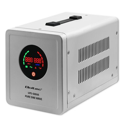QOLTEC ZASILACZ AWARYJNY PURE SINE WAVE UPS | 500VA | 350W | SZARY