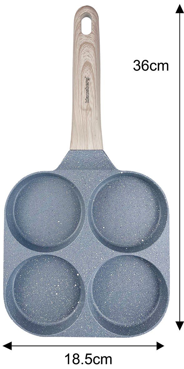 Patelnia z powłoką nieprzywieralną, 4 sekcje, szara z drewnianą rączką, 36x18,5x2,5cm Klausberg, KB-7822