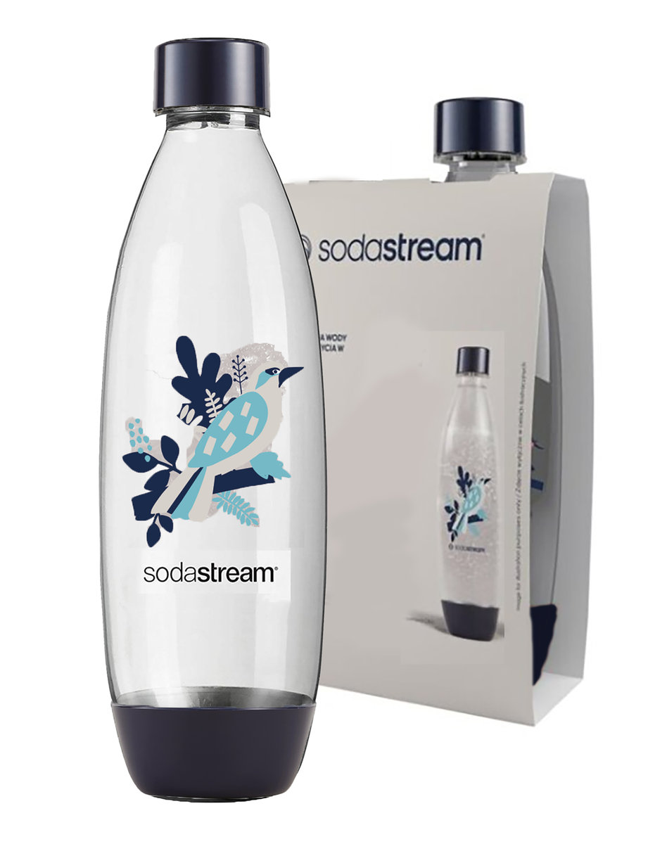 SODASTREAL butelka 1l CZARNA NIEBIESKI ptak