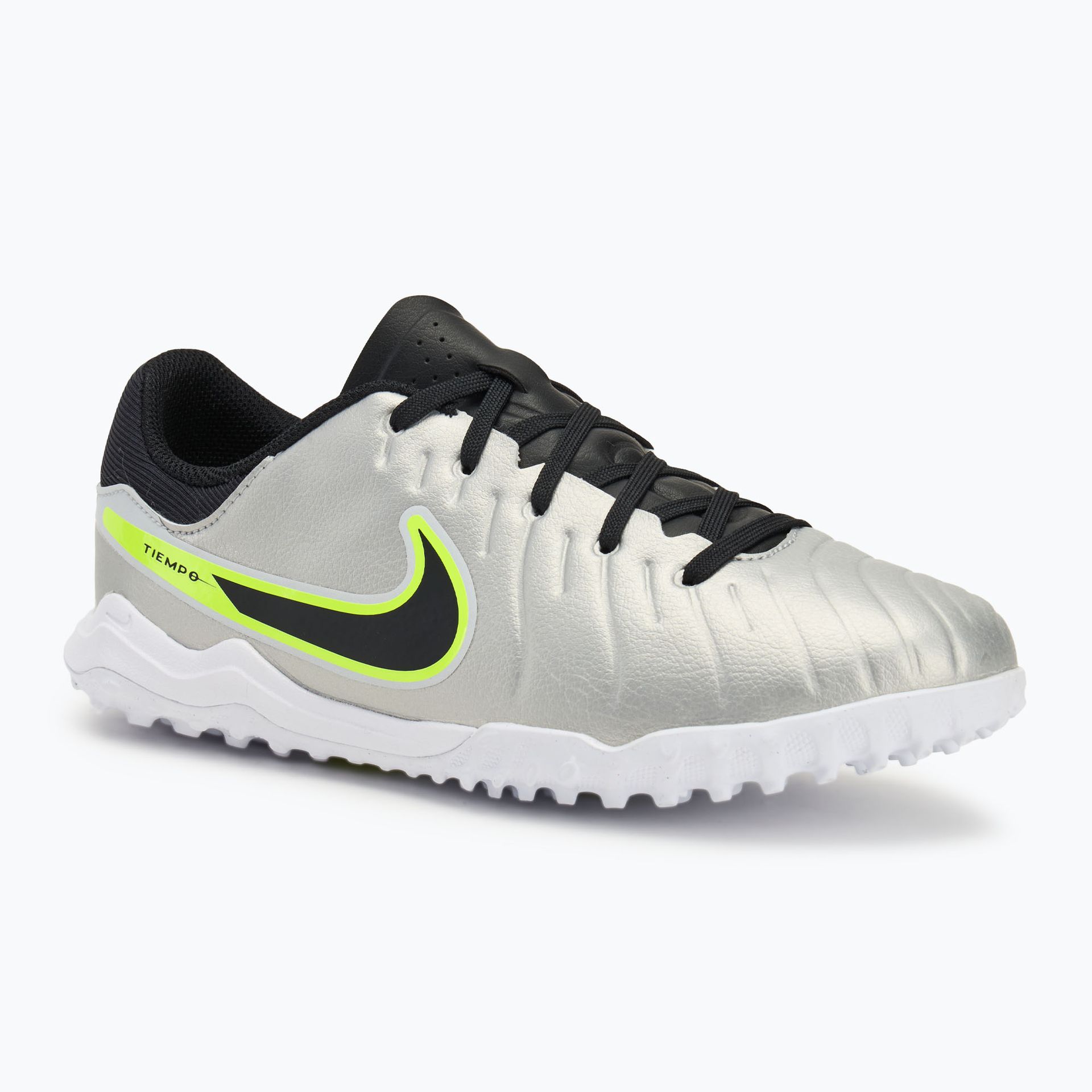 Buty piłkarskie dziecięce Nike Tiempo Legend 10 Academy TF metallic silver/volt/black WYSYŁKA W 24H 30 DNI NA ZWROT