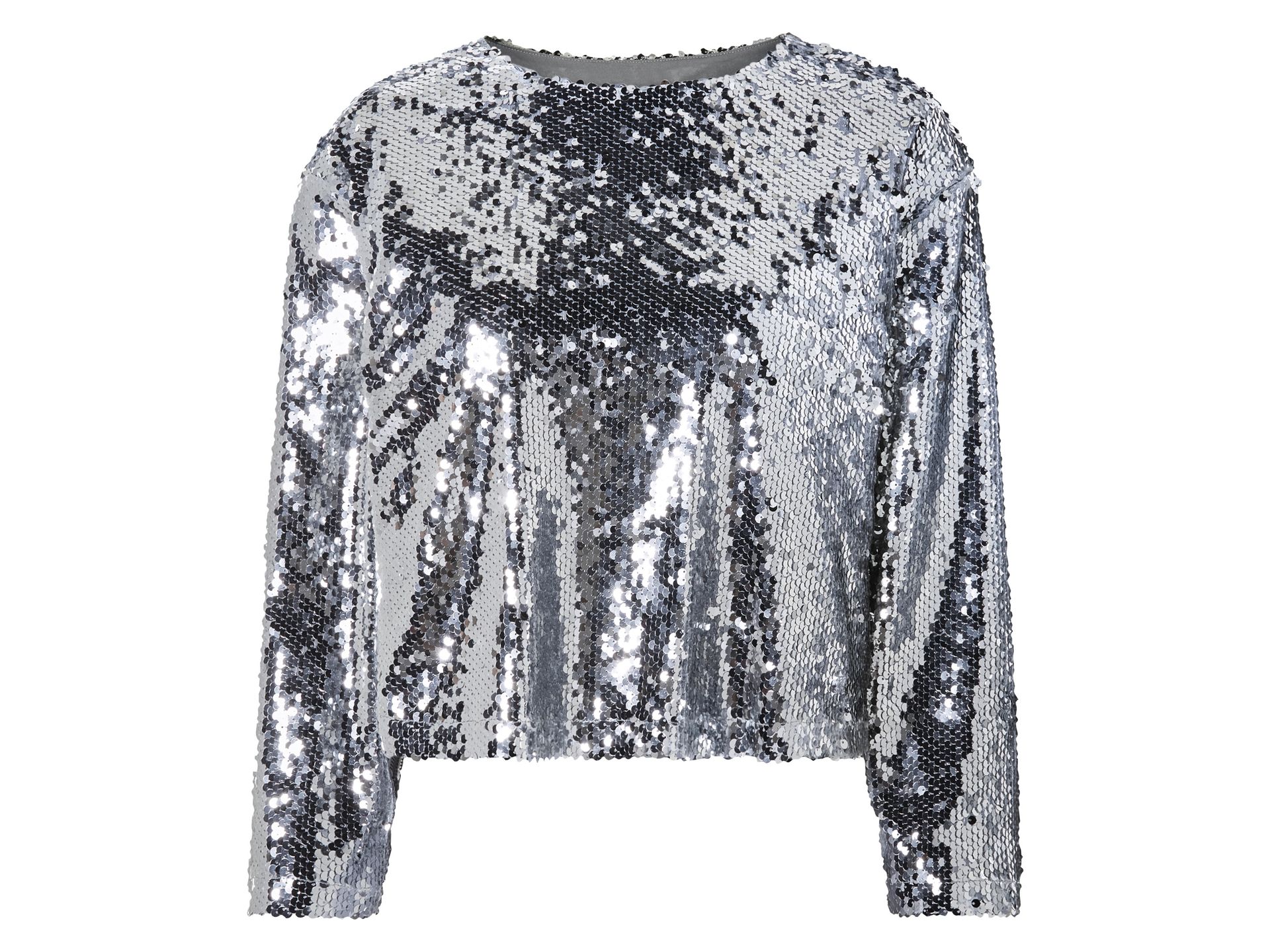 esmara® Bluzka damska z cekinami (S (36-38), Srebrny)