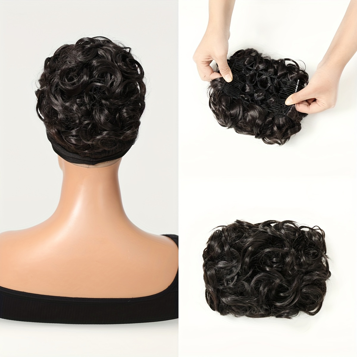 TEMU Bałagan Duży , Ślubny, Syntetyczny Kędzierzawy Grzebień Klips (8 Cali), Włosy Ogon Wysoki Pokrywa Przedłużenie Kucyk Naturalne Sztuczne Włosy