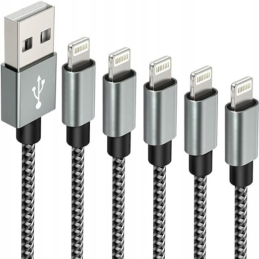 5-pak iPhone Lightning Kabel ładowania Apple Nylon Fast Charger