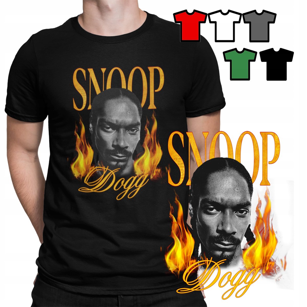 KOSZULKA T-SHIRT MĘSKI WZORY DO WYBORU - SNOOP DOGG RAPER HIP HOP - XS