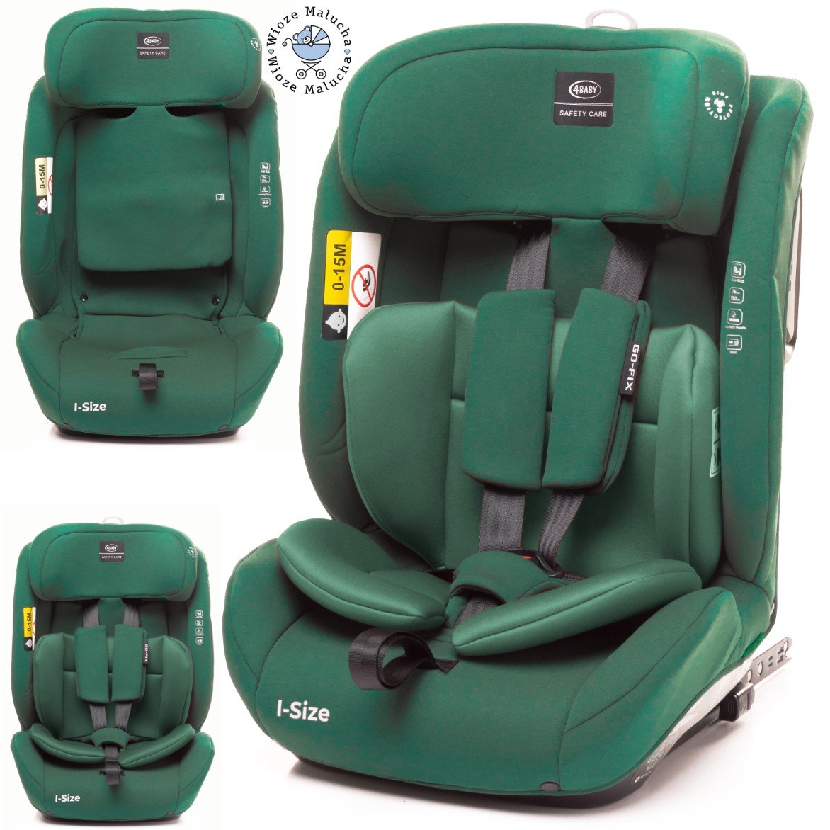 LEKKI FOTELIK SAMOCHODOWY ISOFIX GO-FIX GOFIX I-SIZE 76-150CM REGULOWANY