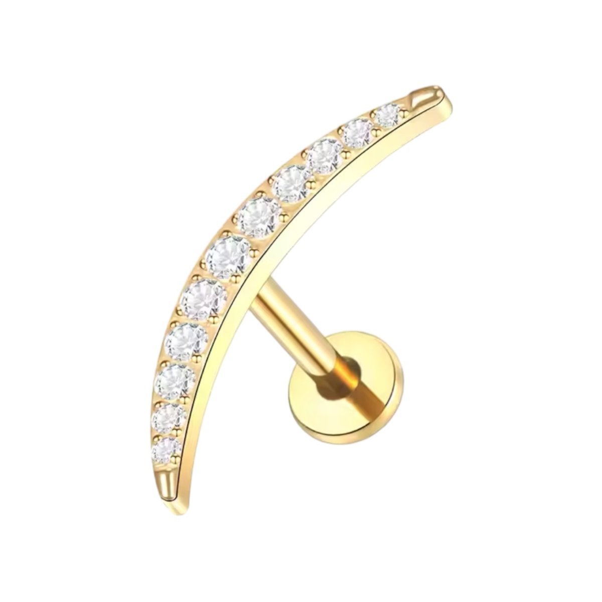 Kolczyk PIERCING Labret Złoty KSIĘŻYC z cyrkoniami Helix Tragus TYTAN 1,2/8