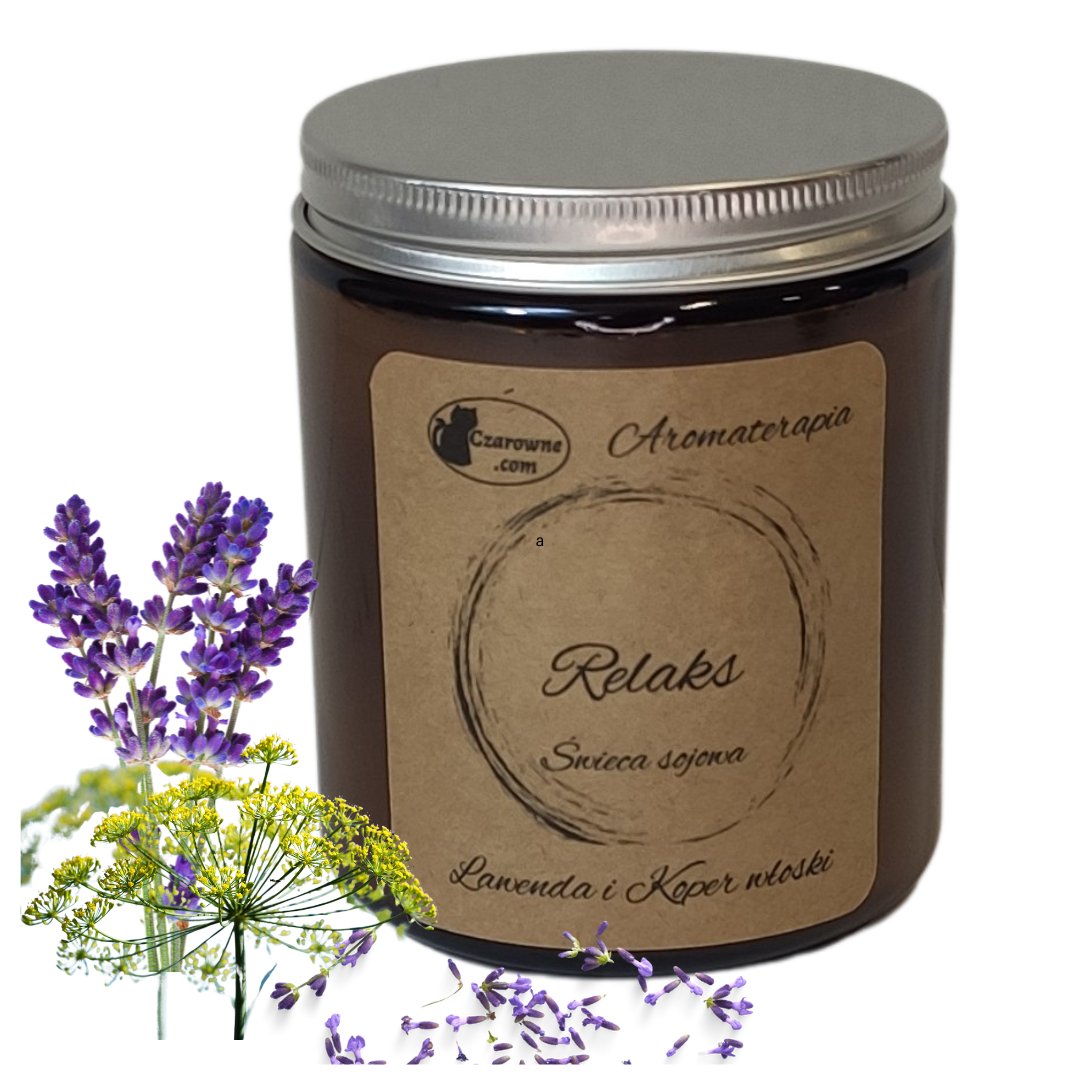 Świeca sojowa zapachowa RELAKS do aromaterapii- Lawenda i koper włoski
