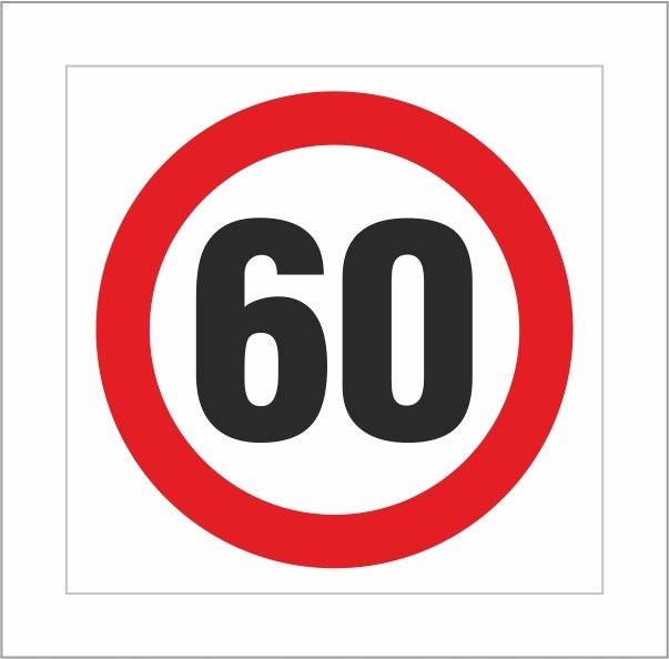 Znak drogowy OGRANICZENIE PRĘDKOŚCI DO 60 km/h, grube PCV3, format 30x30cm