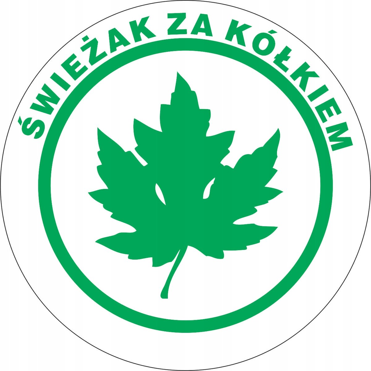 Naklejka Zielony listek, liść klonu, znak młodego kierowcy 11x11cm