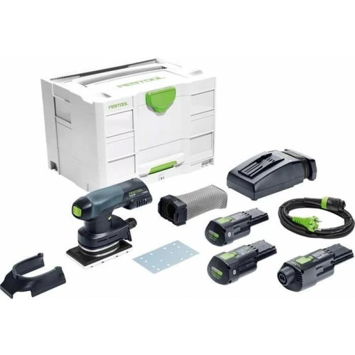 Festool Zestaw hybrydowej szlifierki oscylacyjnej RTSC 400 3.0 I-SET -  z 2 akumulatorami 18V 3,0Ah - ładowarka - akcesoria - Systainer - 57813