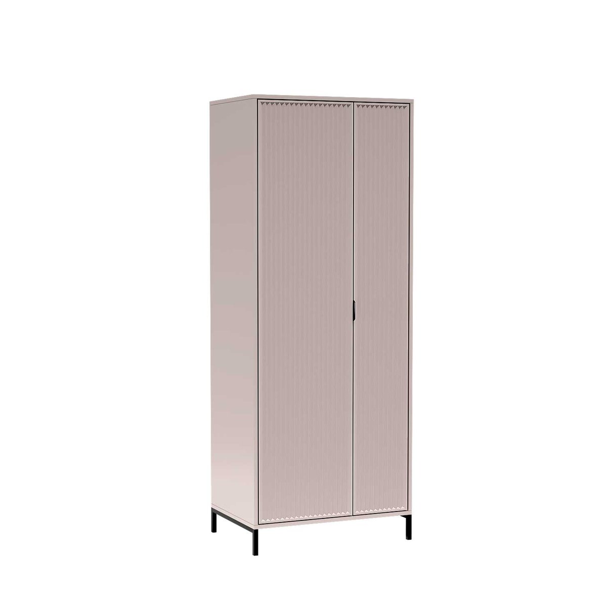 Nowoczesna szafa dwudrzwiowa ryflowane fronty kaszmir metalowe nogi STYLES