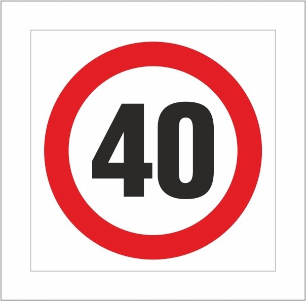 Znak drogowy OGRANICZENIE PRĘDKOŚCI DO 40 km/h, grube PCV3, format 40x40cm