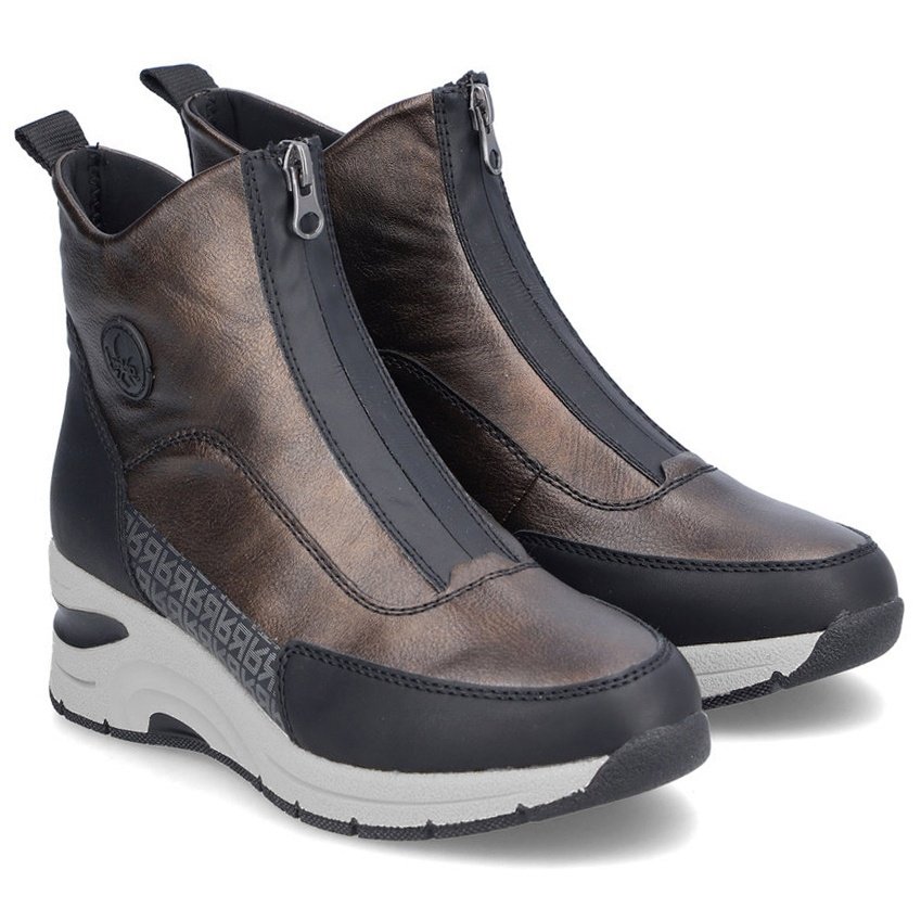 Botki damskie Rieker N9381-60 BROWN COMBINATION brązowe metaliczne 36