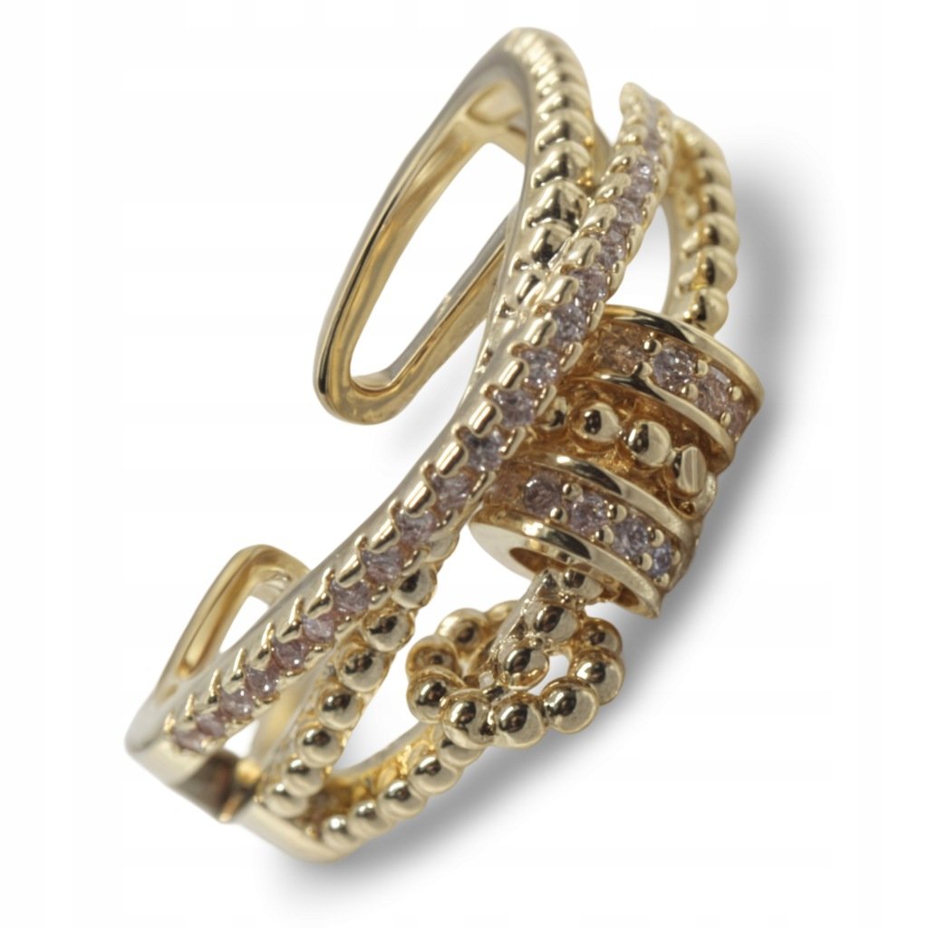 ZŁOTY PIERŚCIONEK antystresowy elegancki obrotowe krążki regulowany stal