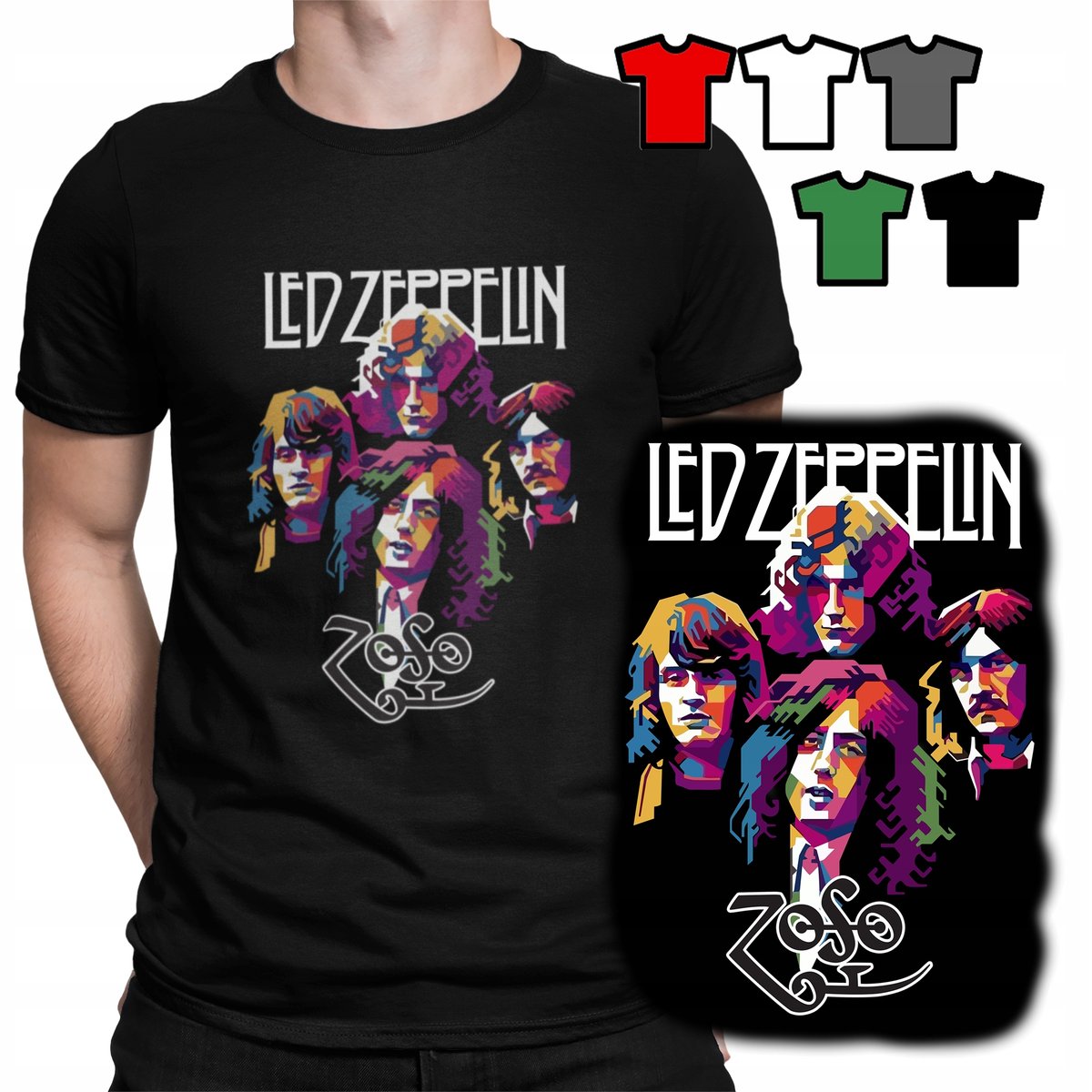 KOSZULKA T-SHIRT MĘSKI WZORY - LED ZEPPELIN ROCK METAL MUZYKA - XXL