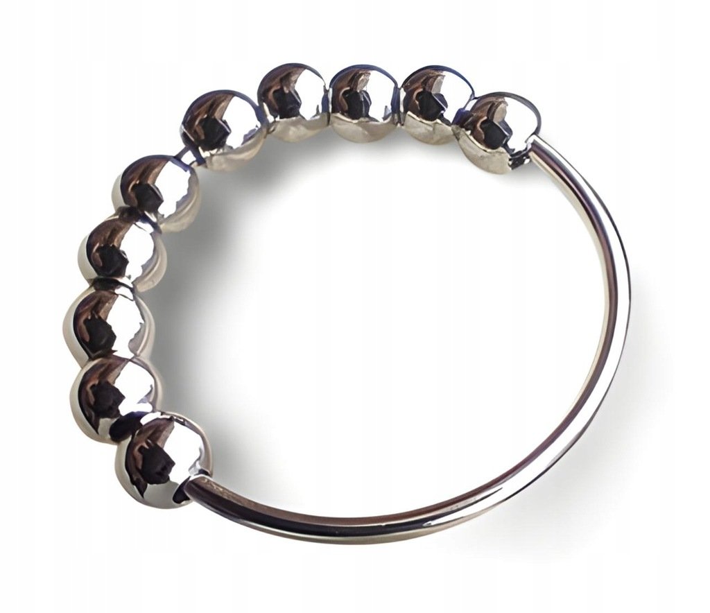 Antystresowy pierścionek z obrotowymi kulkami srebrny stal chirurgiczna