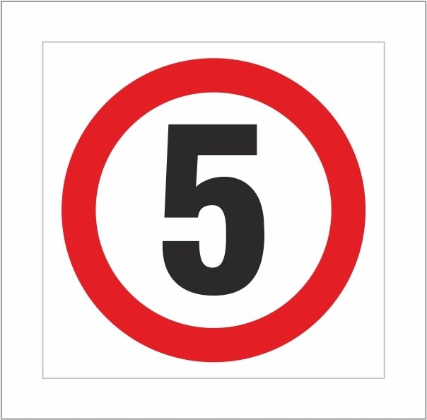 Znak drogowy OGRANICZENIE PRĘDKOŚCI DO 5 km/h, grube PCV3, format 30x30cm