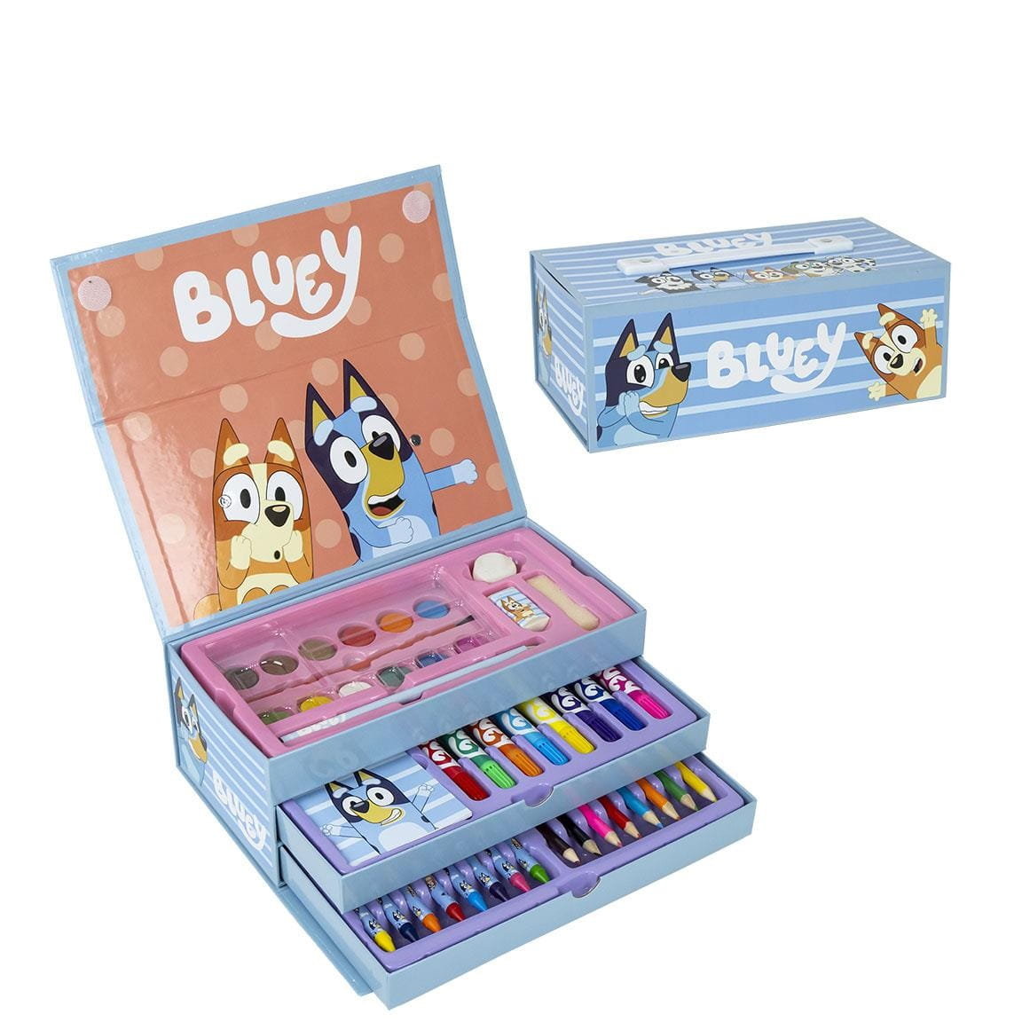 Skrzyneczka walizka Bluey z przyborami zestaw plastyczny Bingo