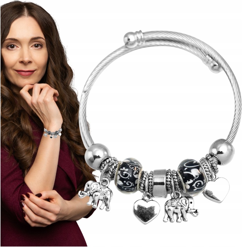 BRANSOLETKA MODULOWA CHARMS SREBRNA DAMSKA SŁON