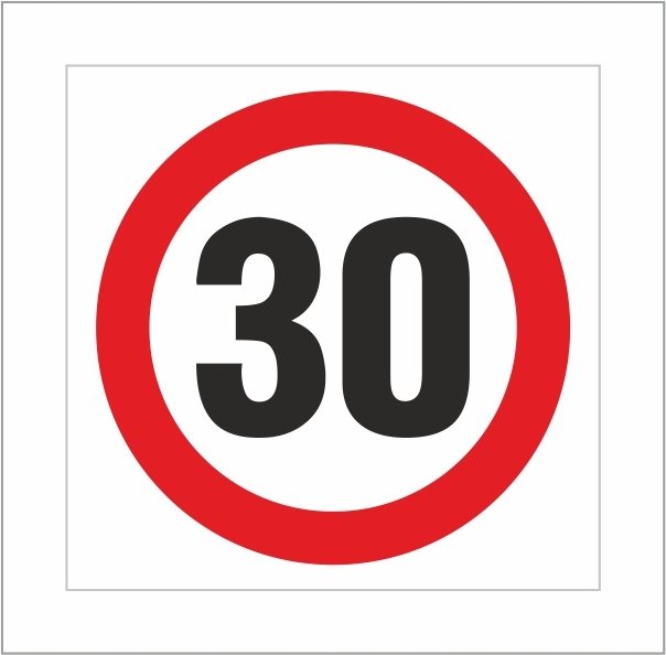 Znak drogowy OGRANICZENIE PRĘDKOŚCI DO 30 km/h, grube PCV3, format 40x40cm