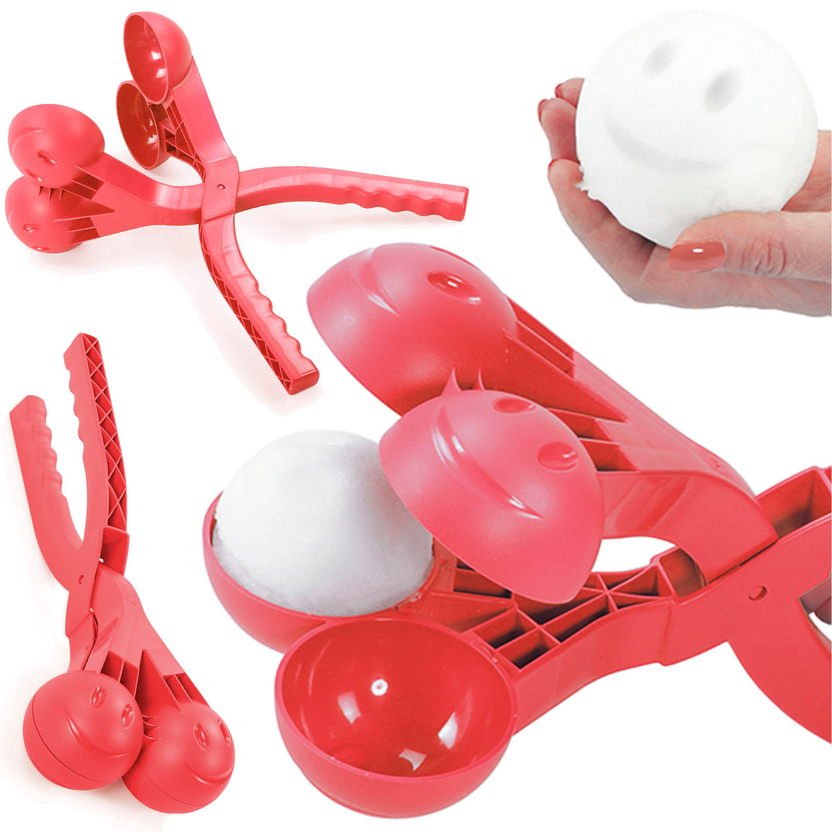 Śnieżkomat Narzędzie Do Robienia Kulek Ze Śniegu Śnieżynek Podwójny Automat Kulkomat Ballmaker Czerwony