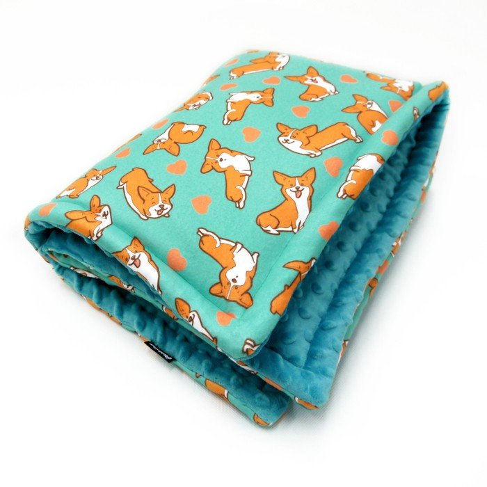 Koc dla psa Welsh Corgi Psiakrew- mata, pled polar Minky -65x75 cm