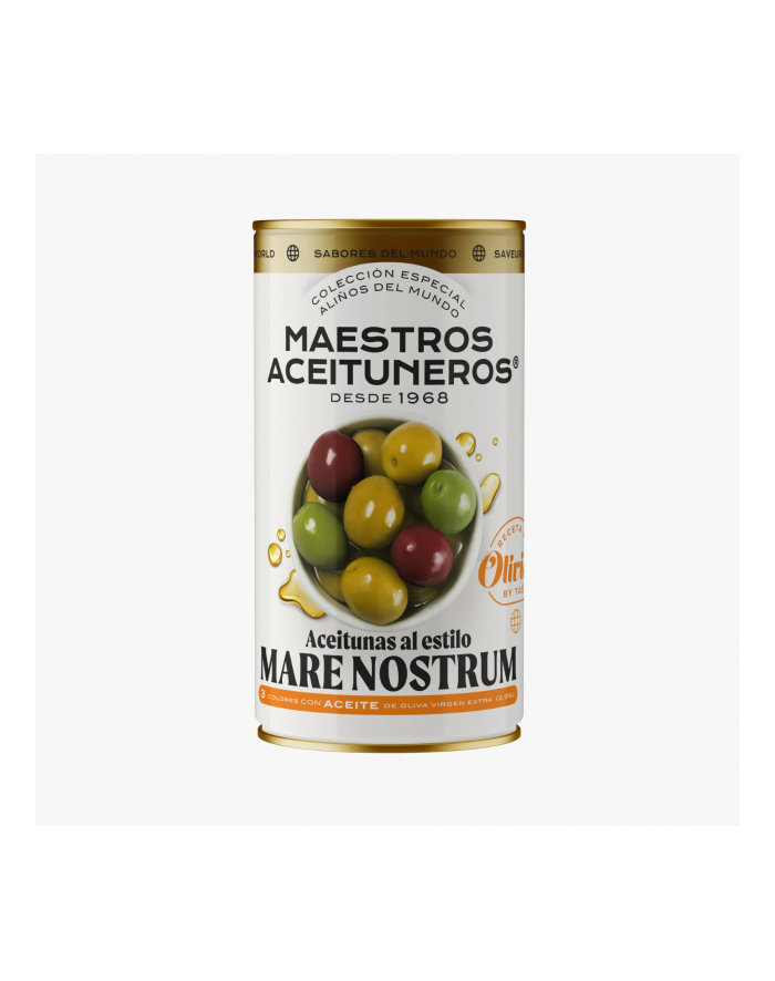 Oliwki MAESTROS MARE NOSTRUM puszka 320g z pestką w 3 kolorach w oliwie