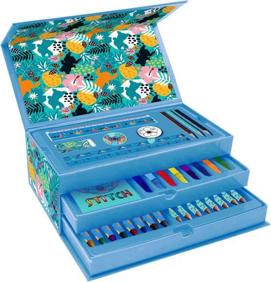 Skrzyneczka walizka Stitch z przyborami zestaw plastyczny
