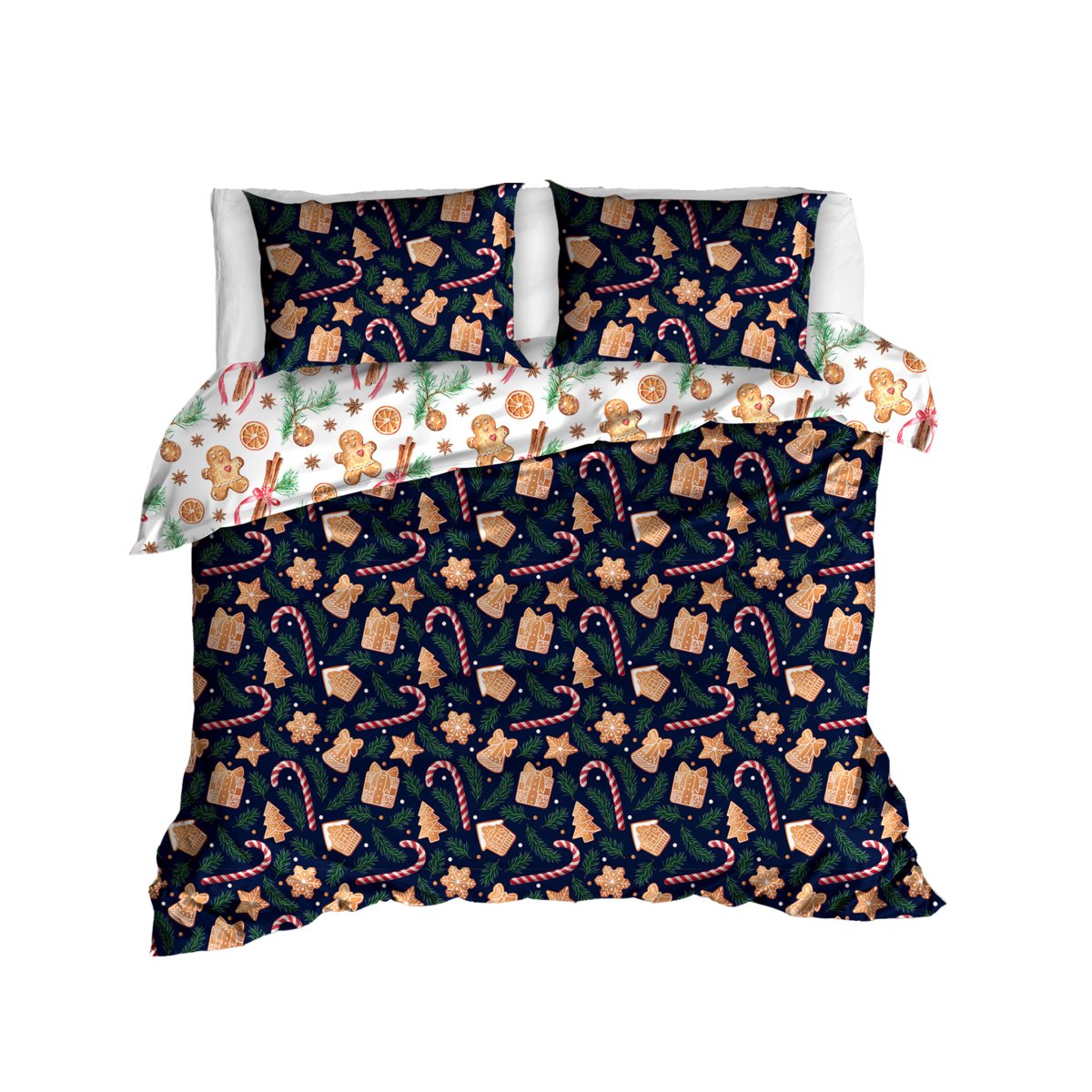 Pościel 160x200 Świąteczna Święta Zimowa Pierniczki Choinka Bawełniana