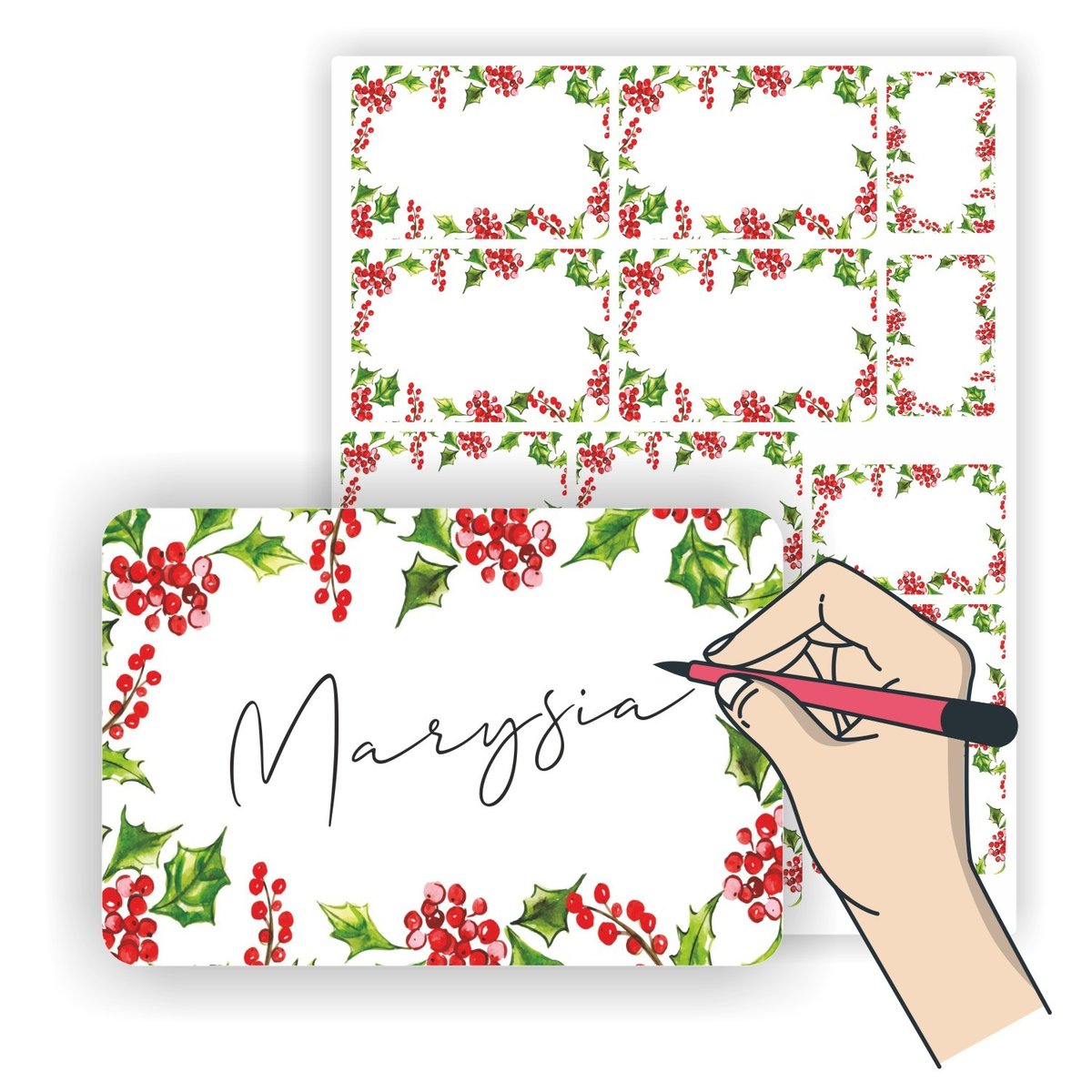 Samoprzylepne karneciki naklejki etykiety bileciki do naklejenia z miejscem na imię podpisanie prezenty paczki upominki na święta bożonarodzeniowe m..