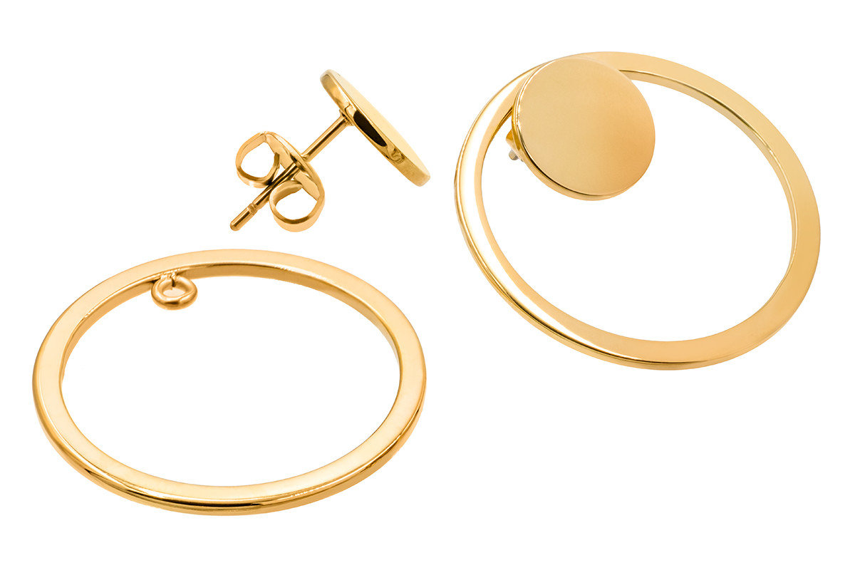 Komplet kolczyków 2w1 z pozłacanej stali szlachetnej