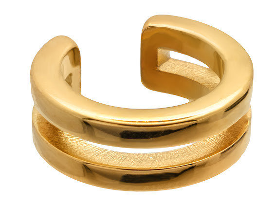 Oryginalna podwójna nausznica 5 mm z pozłacanej stali szlachetnej