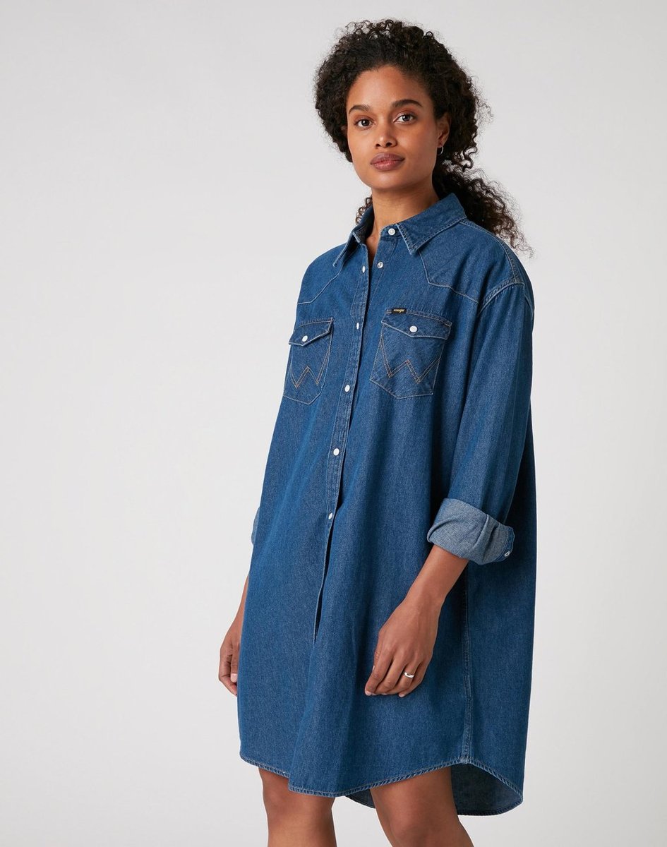 Damska sukienka Wrangler DENIM WESTERN DRESS S