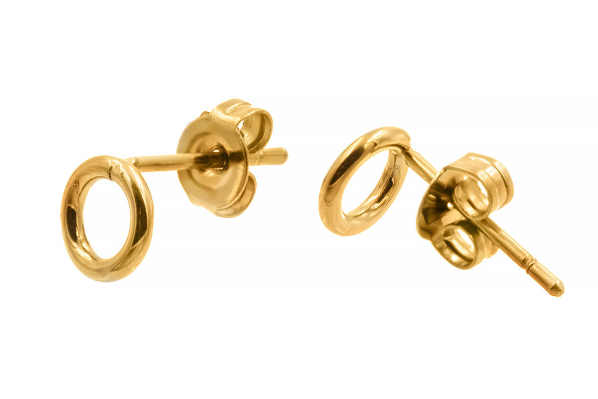 Delikatne okrągłe złote kolczyki ze stali szlachetnej